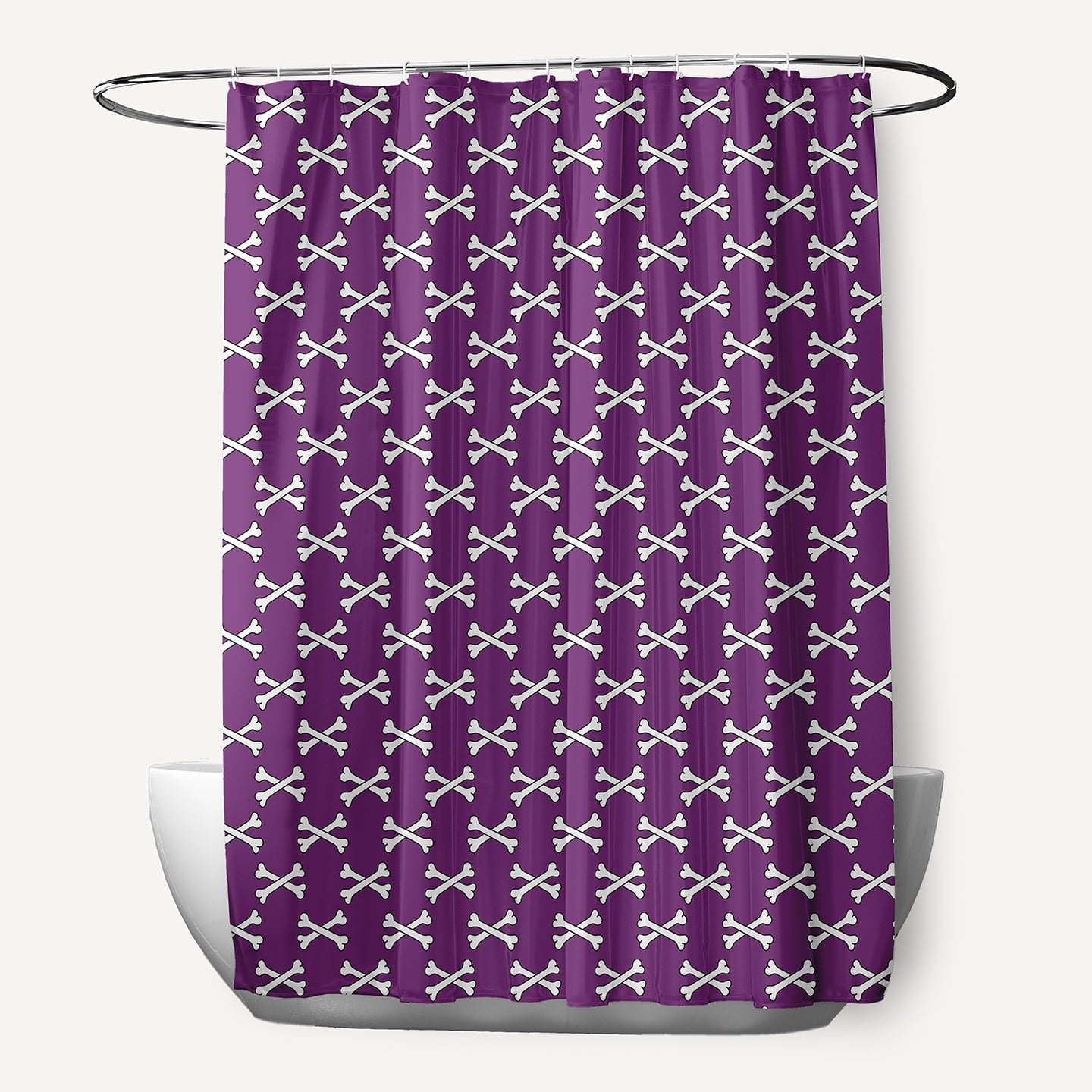 Simply Daisy 70" W x 73" H Cross Bones Polyester Shower Curtain, Amethyst
