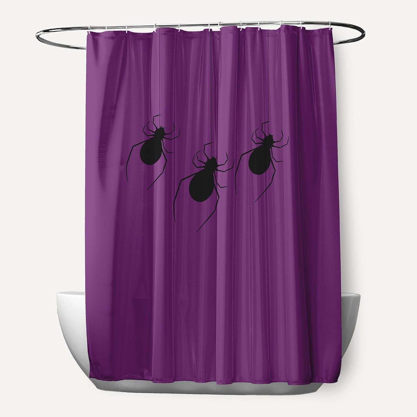 Simply Daisy 70" W x 73" H Hanging Spiders Polyester Shower Curtain, Amethyst