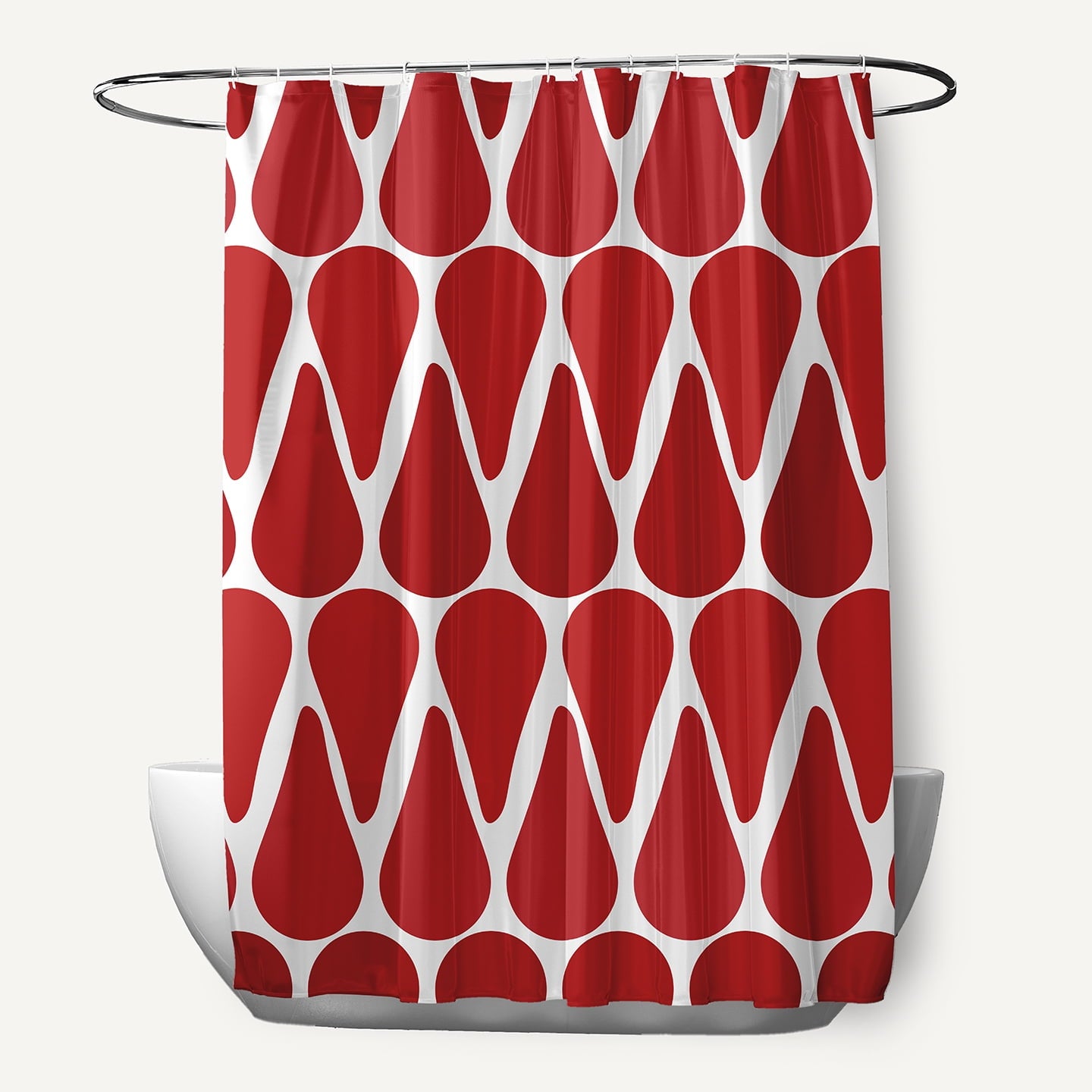 Simply Daisy 70" W x 73" H Watermelon Seeds Geometric Print Polyester Shower Curtain, Red