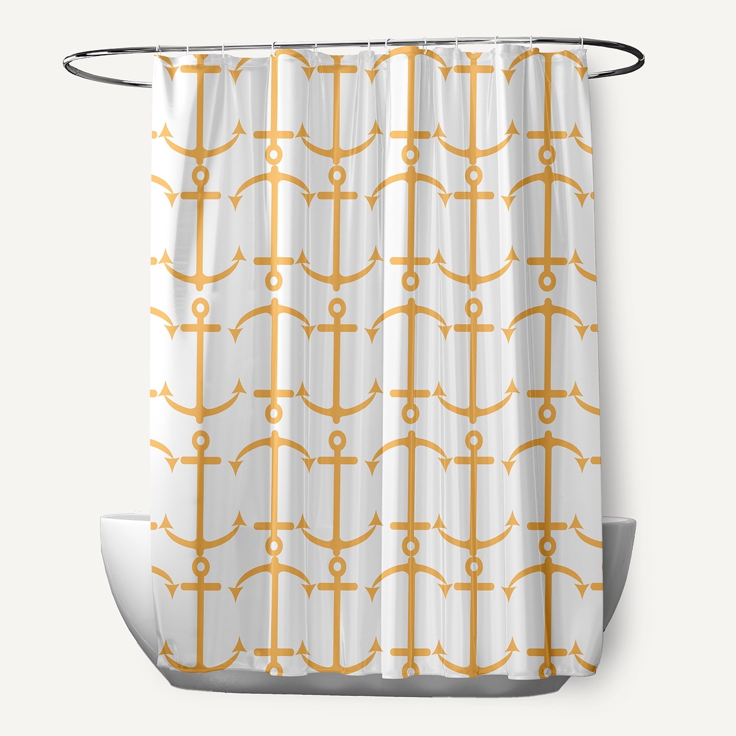 Simply Daisy 70" W x 73" L Anchor Pattern Polyester Shower Curtain, Egg Yolk Yellow [1 Ct]