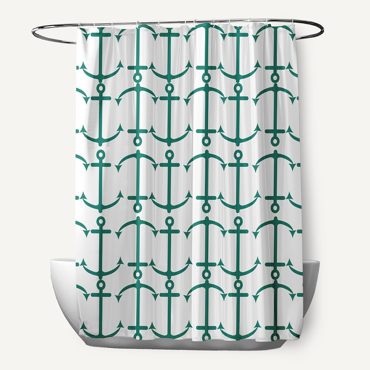 Simply Daisy 70" W x 73" L Anchor Pattern Polyester Shower Curtain, Kelly Green [1 Ct]