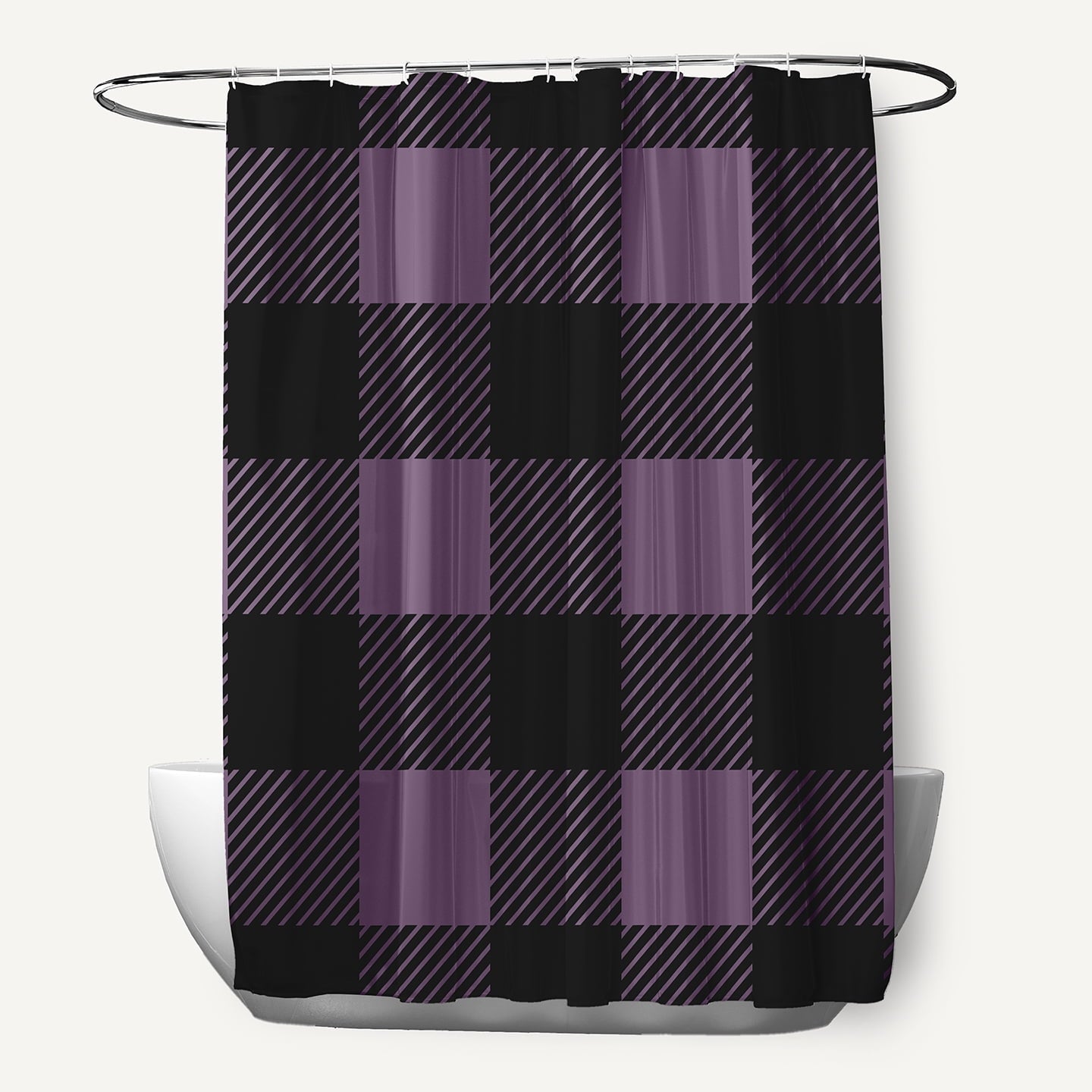 Simply Daisy 70" W x 73" L Buffalo Plaid Polyester Shower Curtain, Larkspur [1 Ct]