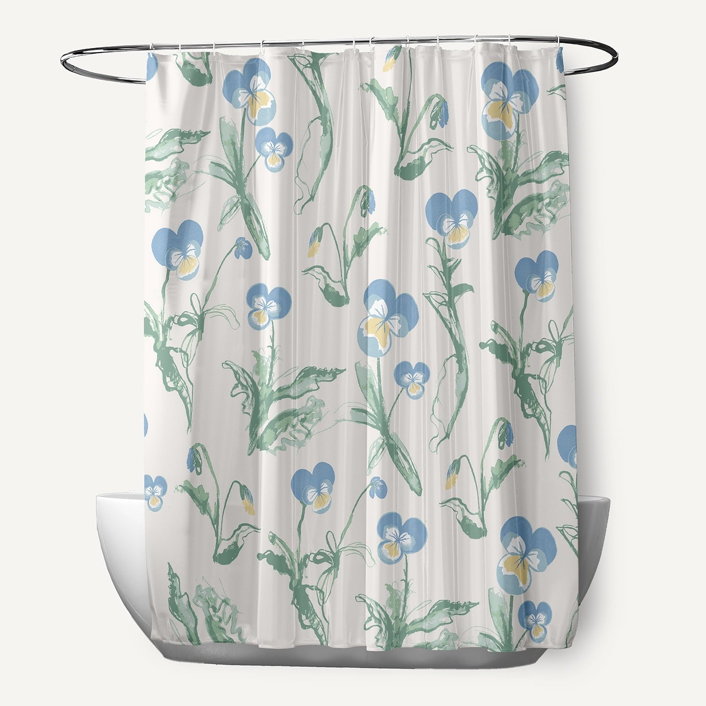 Simply Daisy 70" W x 73" L Bunch of Pansies Polyester Shower Curtain, Blue [1 Ct]