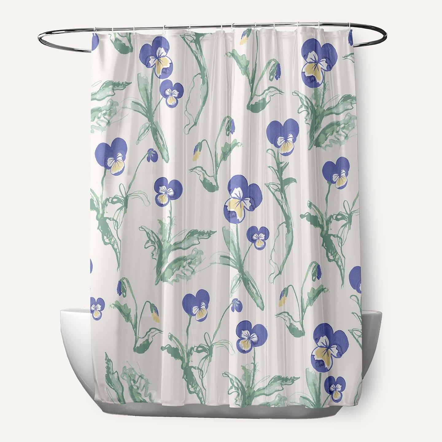 Simply Daisy 70" W x 73" L Bunch of Pansies Polyester Shower Curtain, Purple [1 Ct]