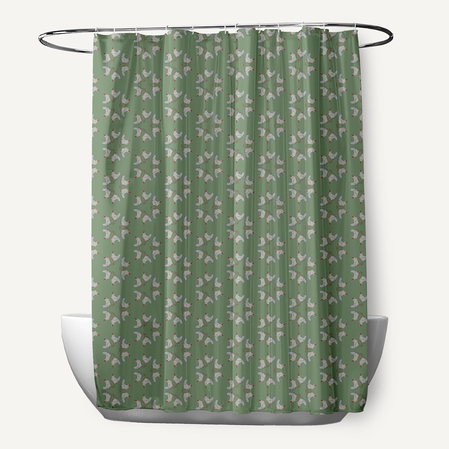 Simply Daisy 70" W x 73" L Chickens-go-round Polyester Shower Curtain, Laurel Tree Green [1 Ct]