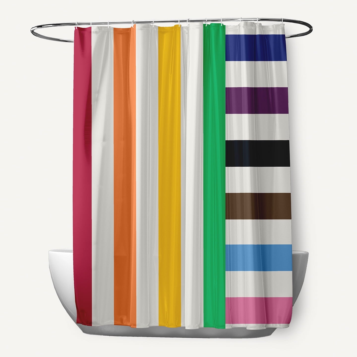 Simply Daisy 70" W x 73" L Christmas Stripes Polyester Shower Curtain, Multi [1 Ct]