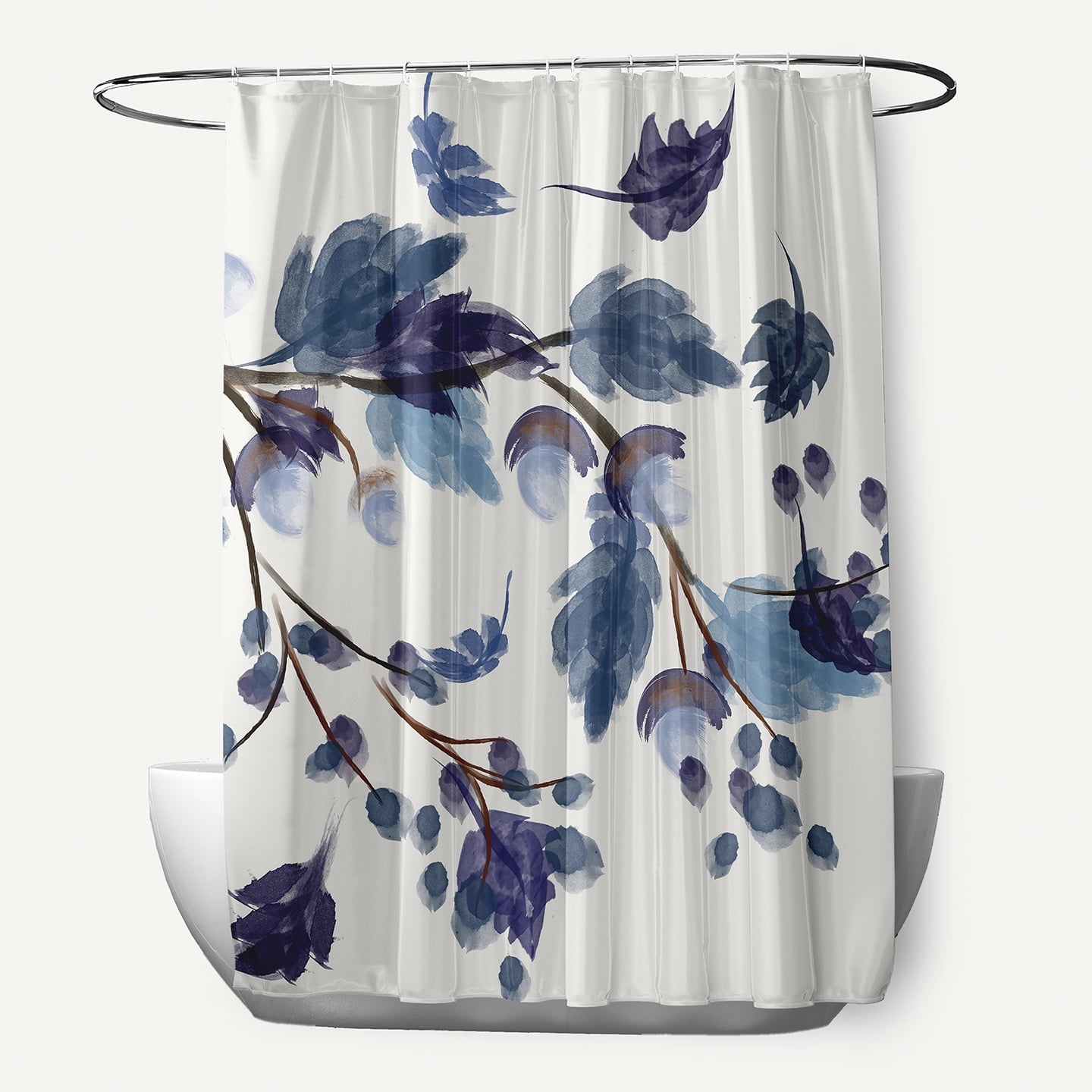 Simply Daisy 70" W x 73" L Colorful Leaves Polyester Shower Curtain, Blue [1 Ct]