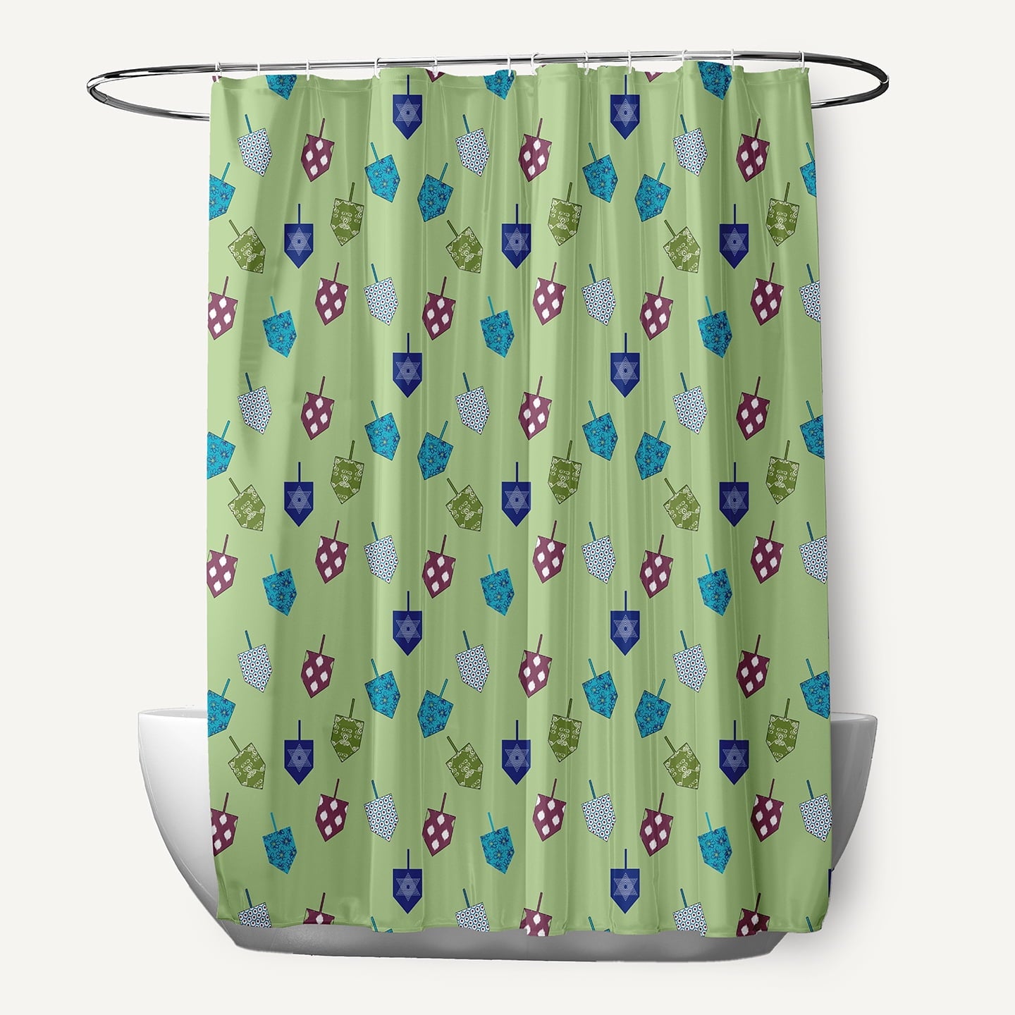 Simply Daisy 70" W x 73" L Dreidel Pattern Polyester Shower Curtain, Light Green [1 Ct]