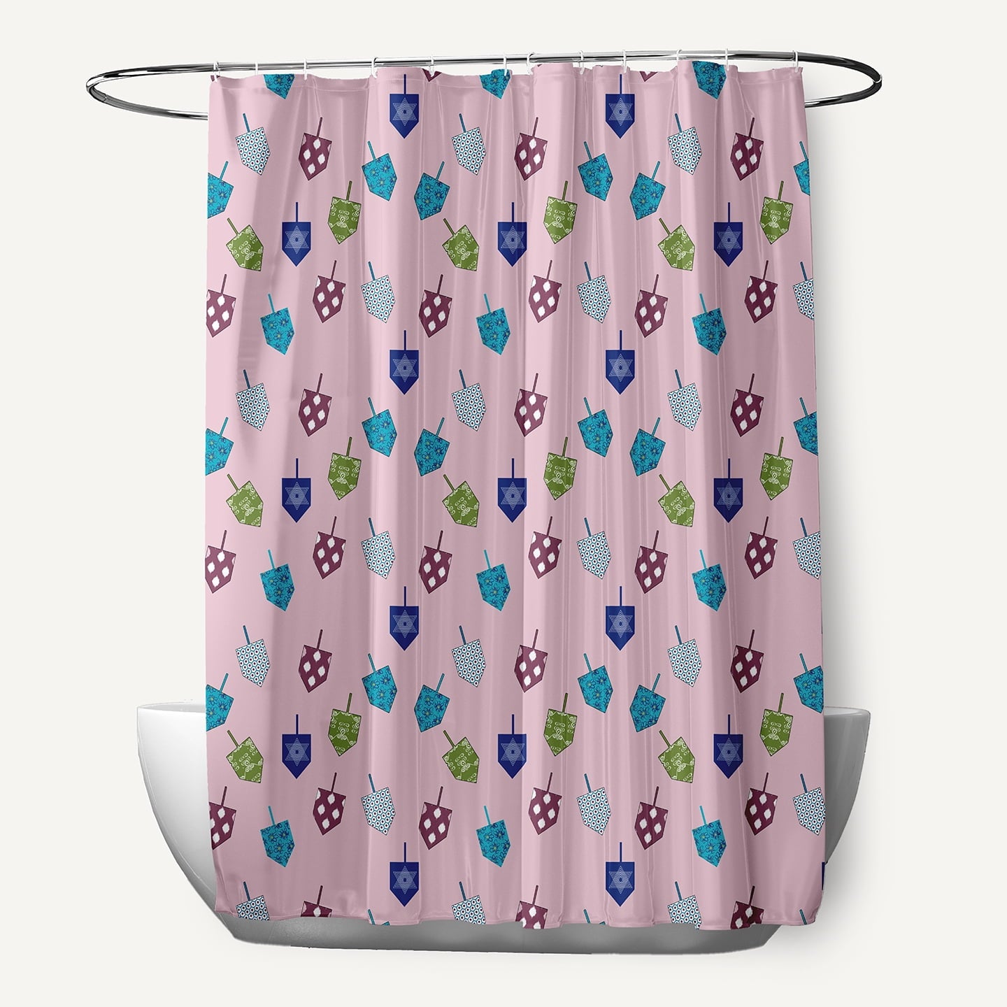 Simply Daisy 70" W x 73" L Dreidel Pattern Polyester Shower Curtain, Light Pink [1 Ct]