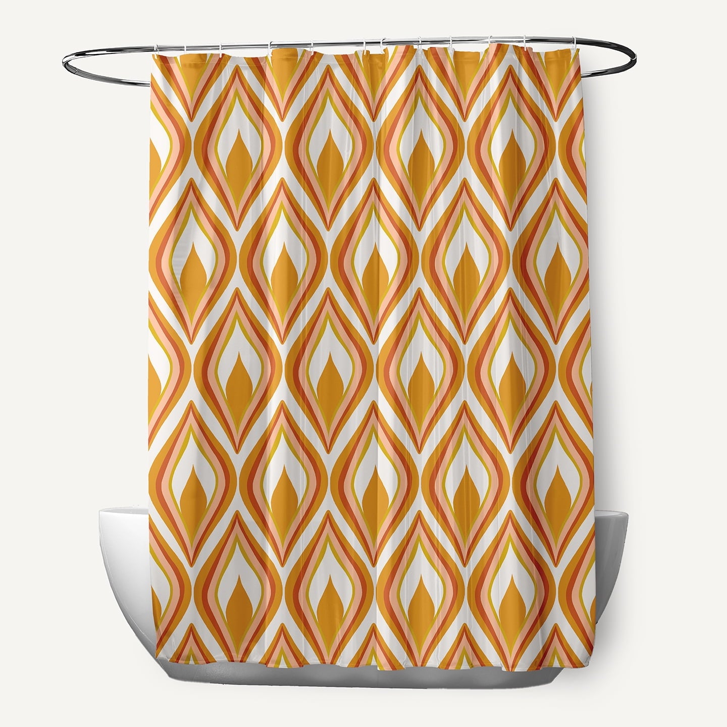 Simply Daisy 70" W x 73" L Feathers Polyester Shower Curtain, Golden Mustard [1 Ct]