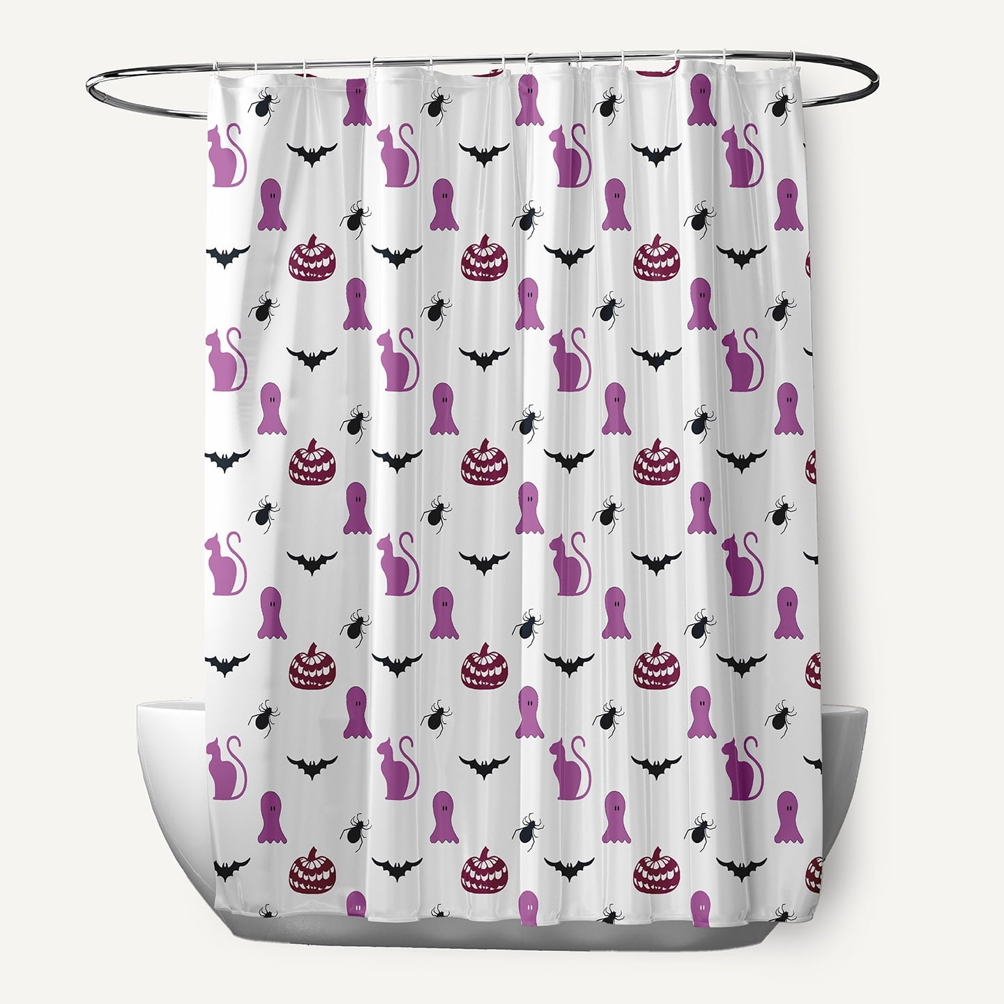 Simply Daisy 70" W x 73" L Halloween Halloween Critters Polyester Shower Curtain, Orchid [1 Ct]