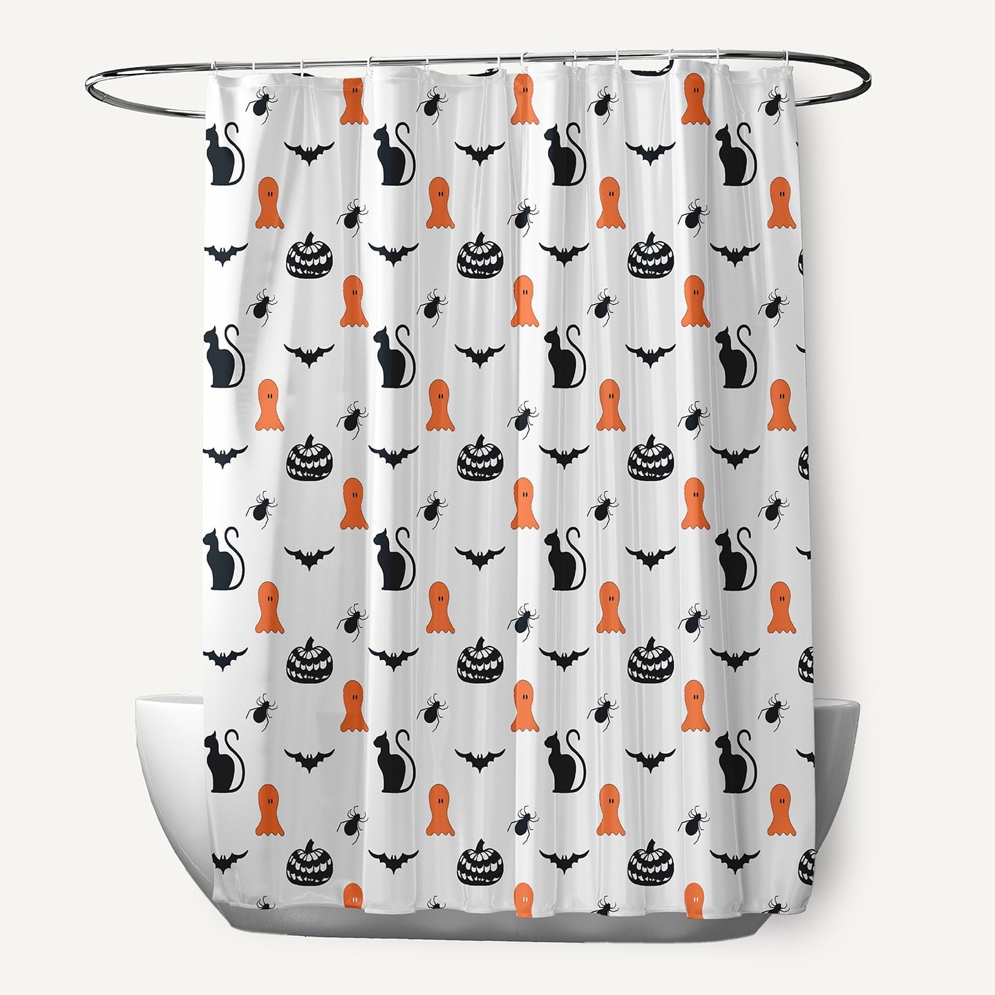 Simply Daisy 70" W x 73" L Halloween Halloween Critters Polyester Shower Curtain, Traditional Orange [1 Ct]