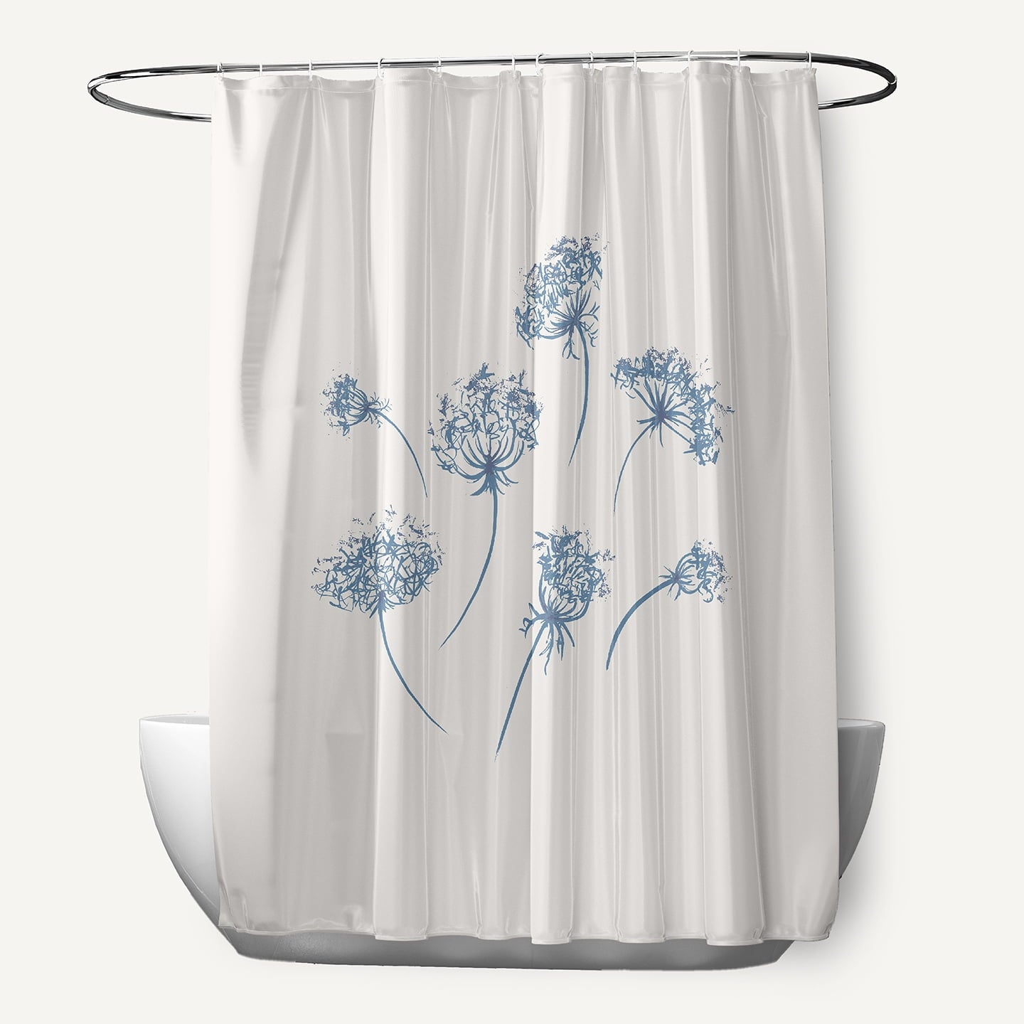 Simply Daisy 70" W x 73" L Just Dandy Polyester Shower Curtain, Blue [1 Ct]