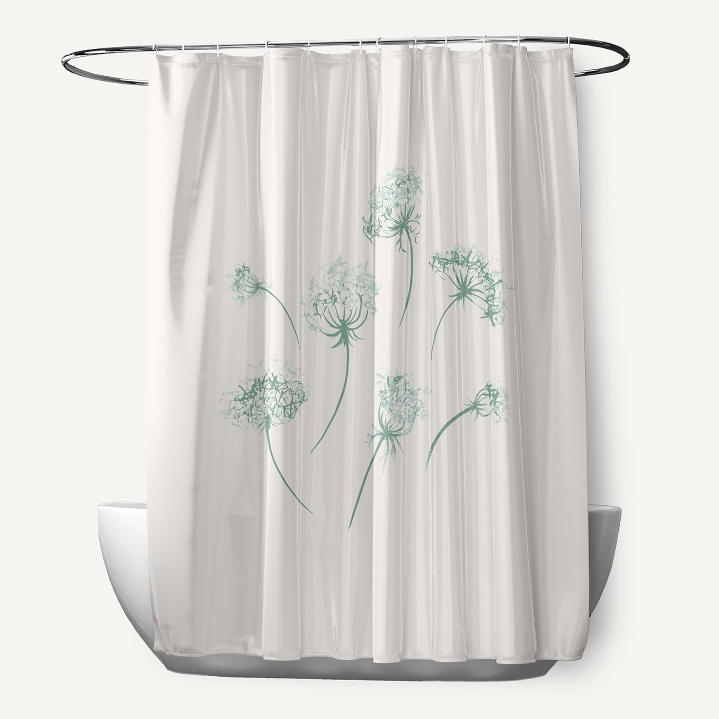 Simply Daisy 70" W x 73" L Just Dandy Polyester Shower Curtain, Green [1 Ct]