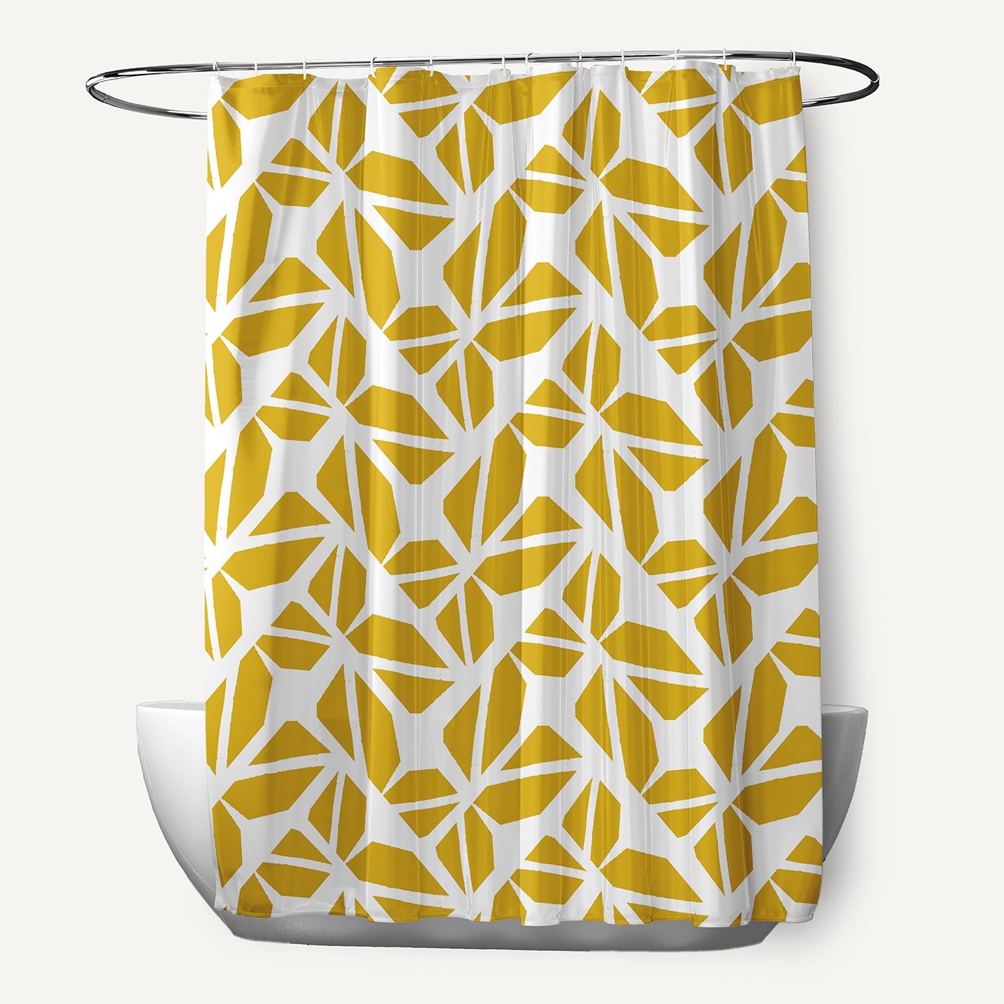 Simply Daisy 70" W x 73" L Kaleidoscope Graffiti Polyester Shower Curtain, Mustard [1 Ct]