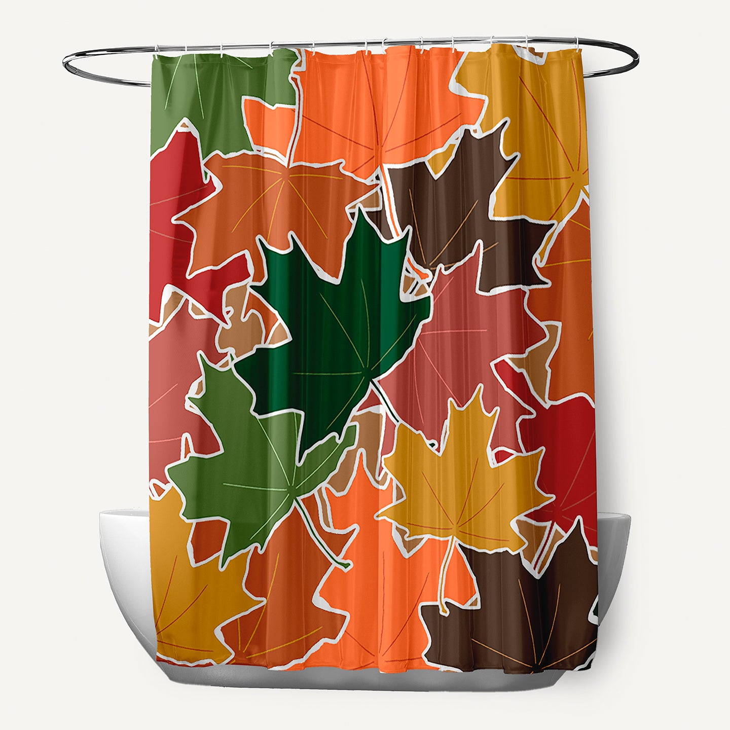 Simply Daisy 70" W x 73" L Leaf Pile Polyester Shower Curtain, Forest Green [1 Ct]