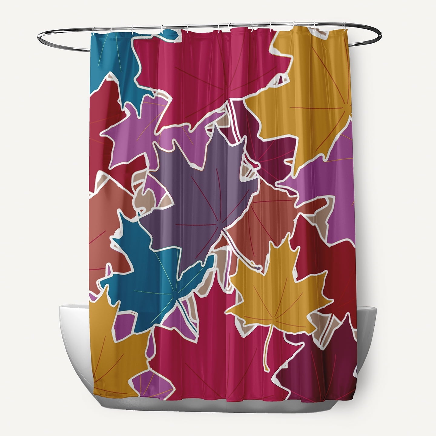 Simply Daisy 70" W x 73" L Leaf Pile Polyester Shower Curtain, Larkspur [1 Ct]