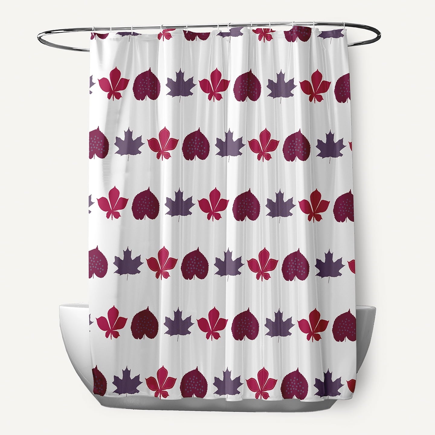 Simply Daisy 70" W x 73" L Leaf Stripe Polyester Shower Curtain, Plum [1 Ct]