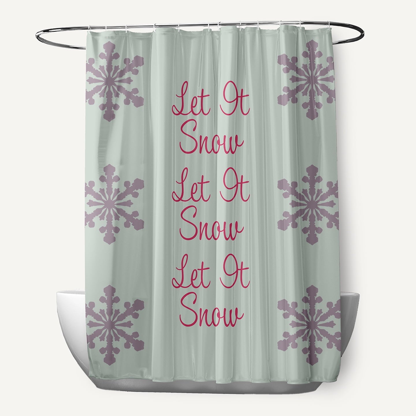 Simply Daisy 70" W x 73" L Let It Snow Polyester Shower Curtain, Breezy Green [1 Ct]