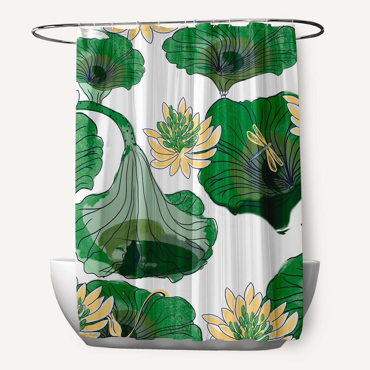 Simply Daisy 70" W x 73" L Lotokoi Polyester Shower Curtain, Green [1 Ct]