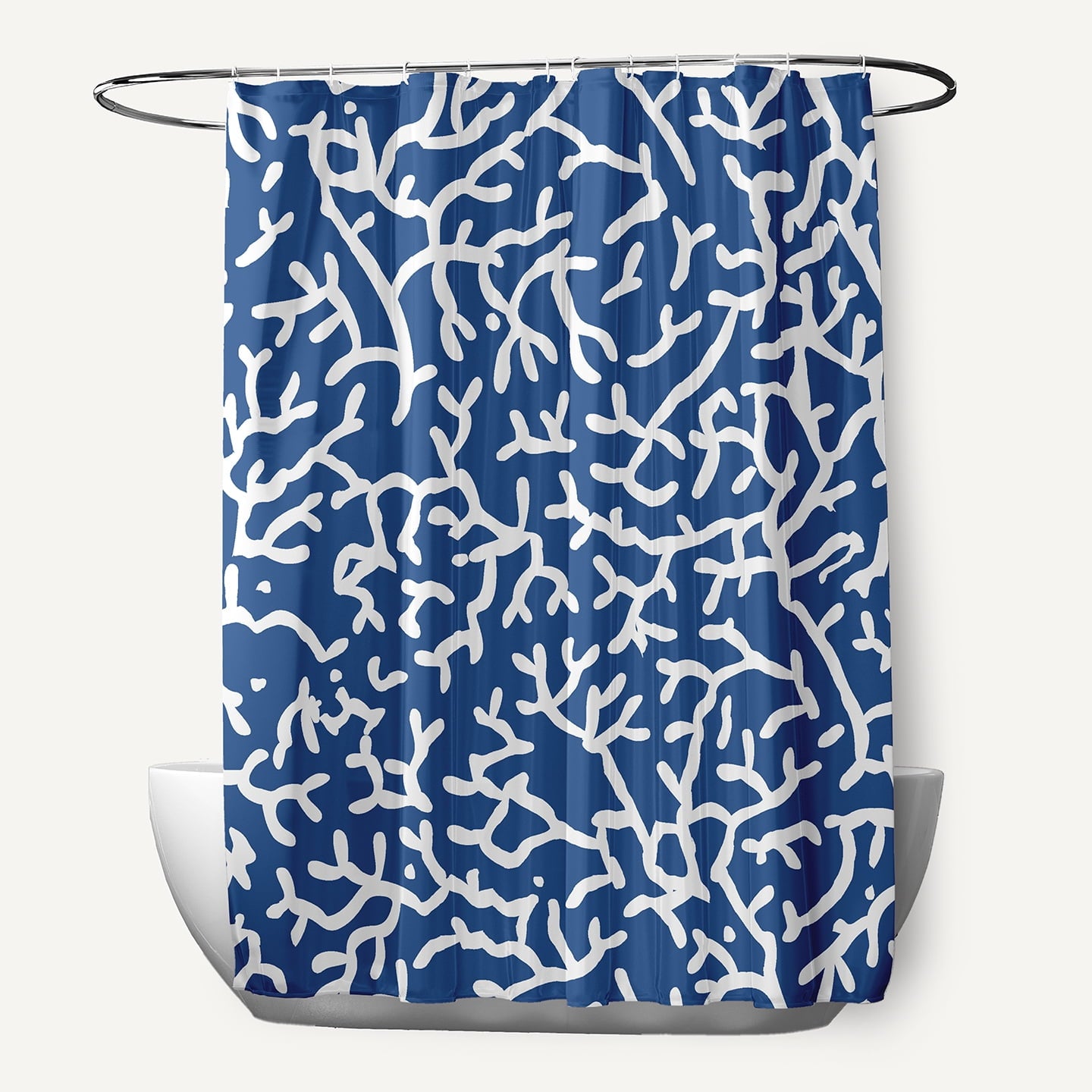 Simply Daisy 70" W x 73" L Seaweed Polyester Shower Curtain, Nautical Navy [1 Ct]