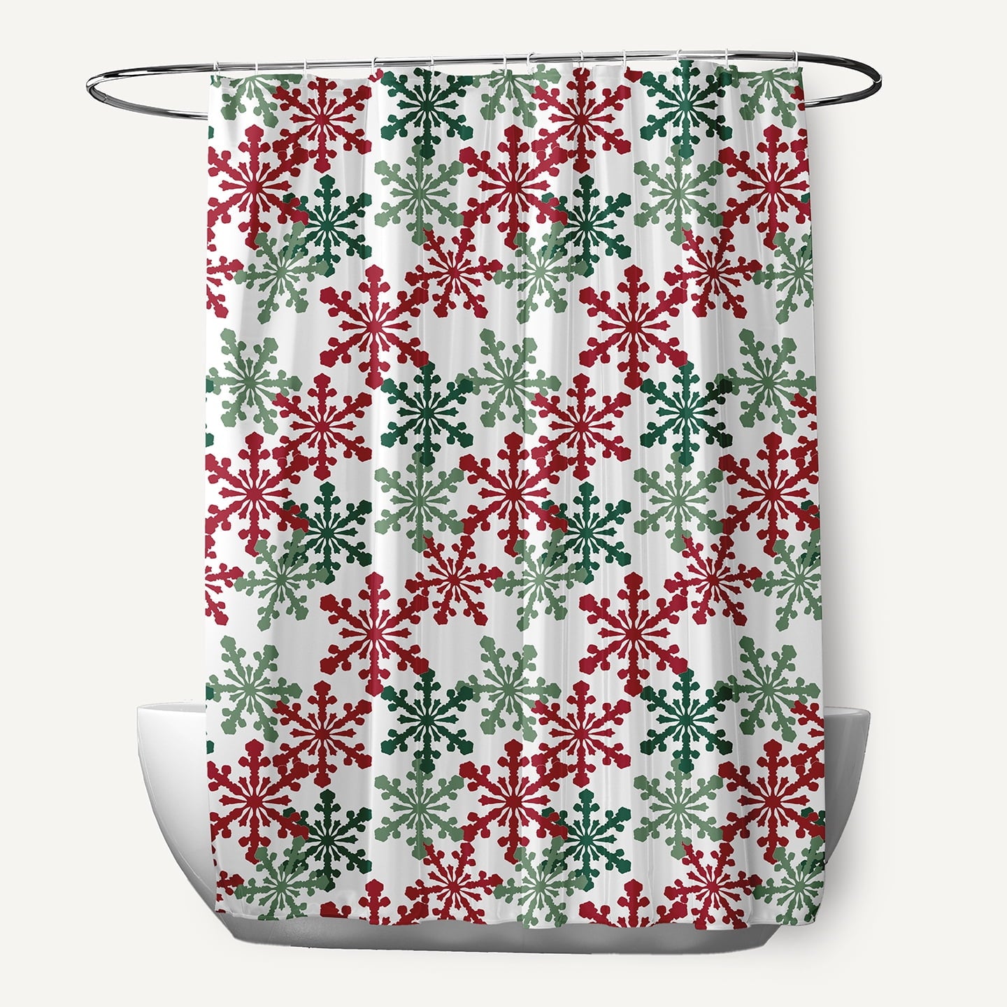 Simply Daisy 70" W x 73" L Snow Fall Polyester Shower Curtain, Haute Red [1 Ct]