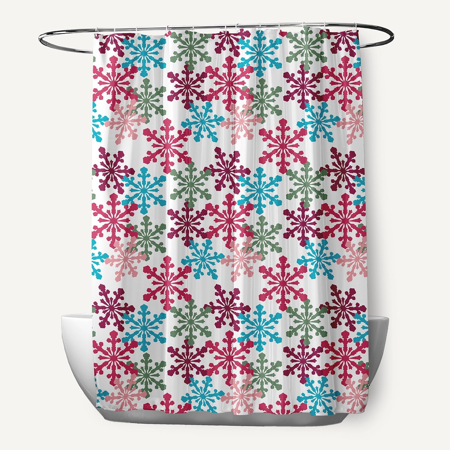 Simply Daisy 70" W x 73" L Snow Fall Polyester Shower Curtain, Holiday Pink [1 Ct]