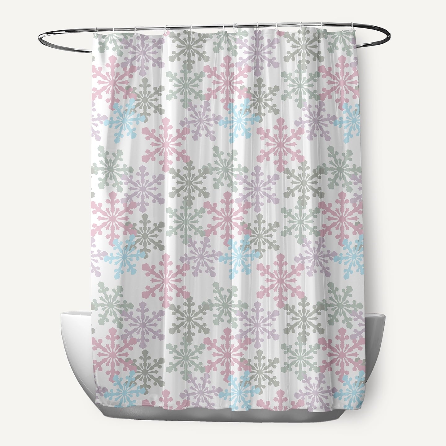 Simply Daisy 70" W x 73" L Snow Fall Polyester Shower Curtain, Pink Icing [1 Ct]
