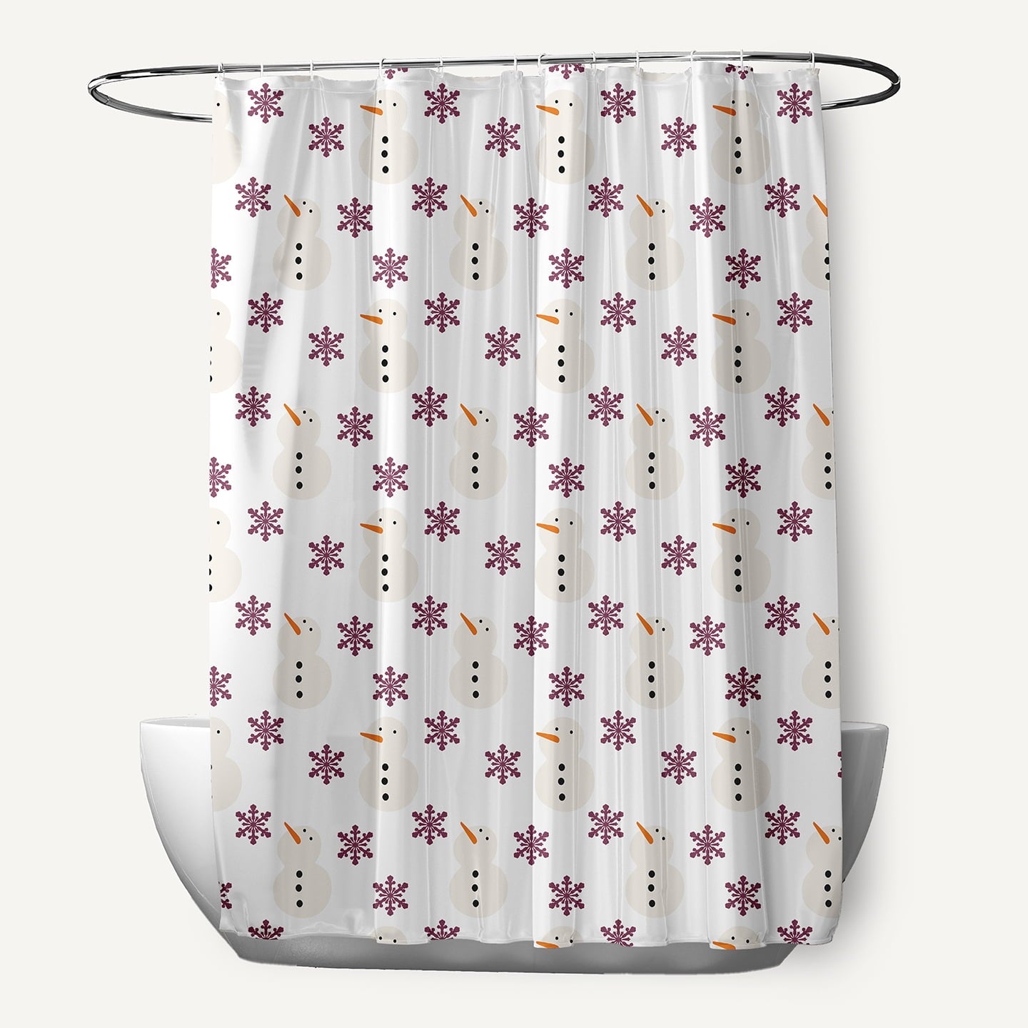 Simply Daisy 70" W x 73" L Snow Men In Snowstorm Polyester Shower Curtain, Passion Flower [1 Ct]