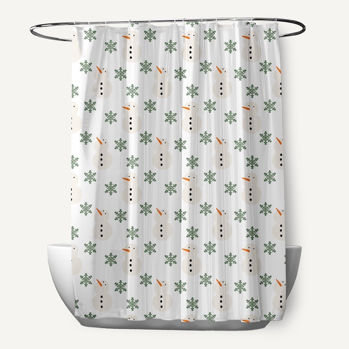 Simply Daisy 70" W x 73" L Snow Men In Snowstorm Polyester Shower Curtain, Succulent Green [1 Ct]