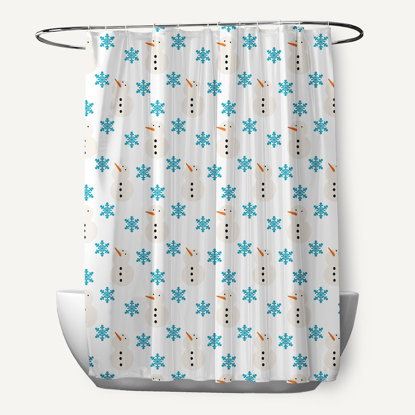 Simply Daisy 70" W x 73" L Snow Men In Snowstorm Polyester Shower Curtain, Turquoise [1 Ct]