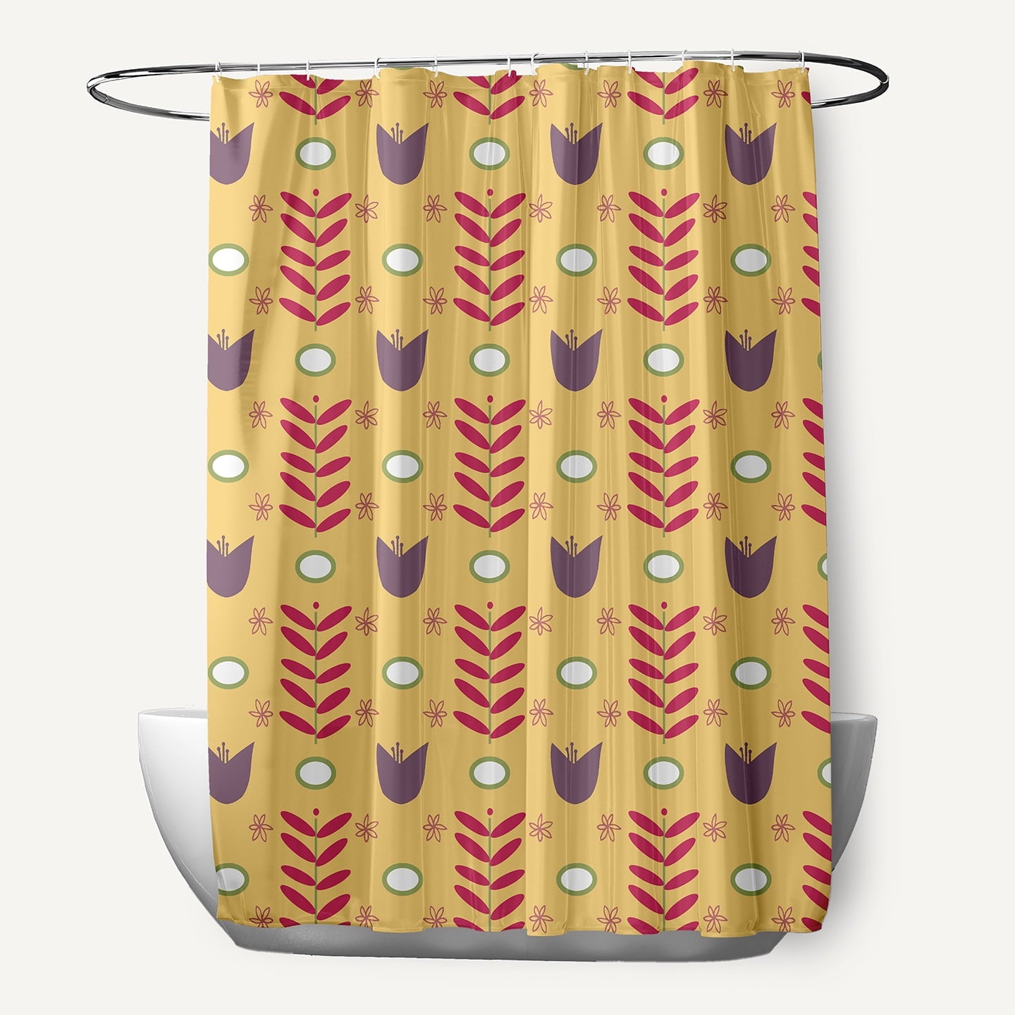 Simply Daisy 70" W x 73" L Spring Garden Polyester Shower Curtain, Daffodil Yellow [1 Ct]