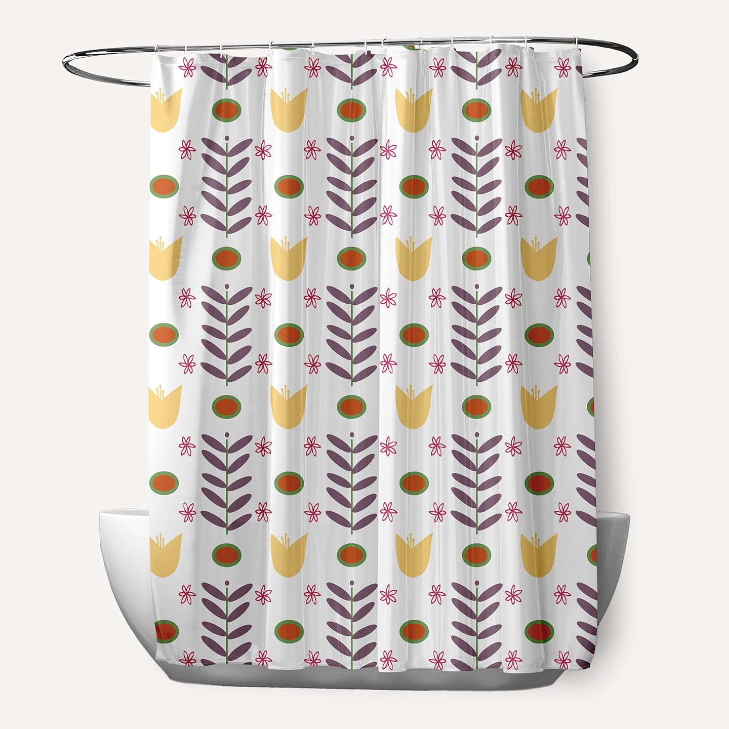 Simply Daisy 70" W x 73" L Spring Garden Polyester Shower Curtain, White [1 Ct]