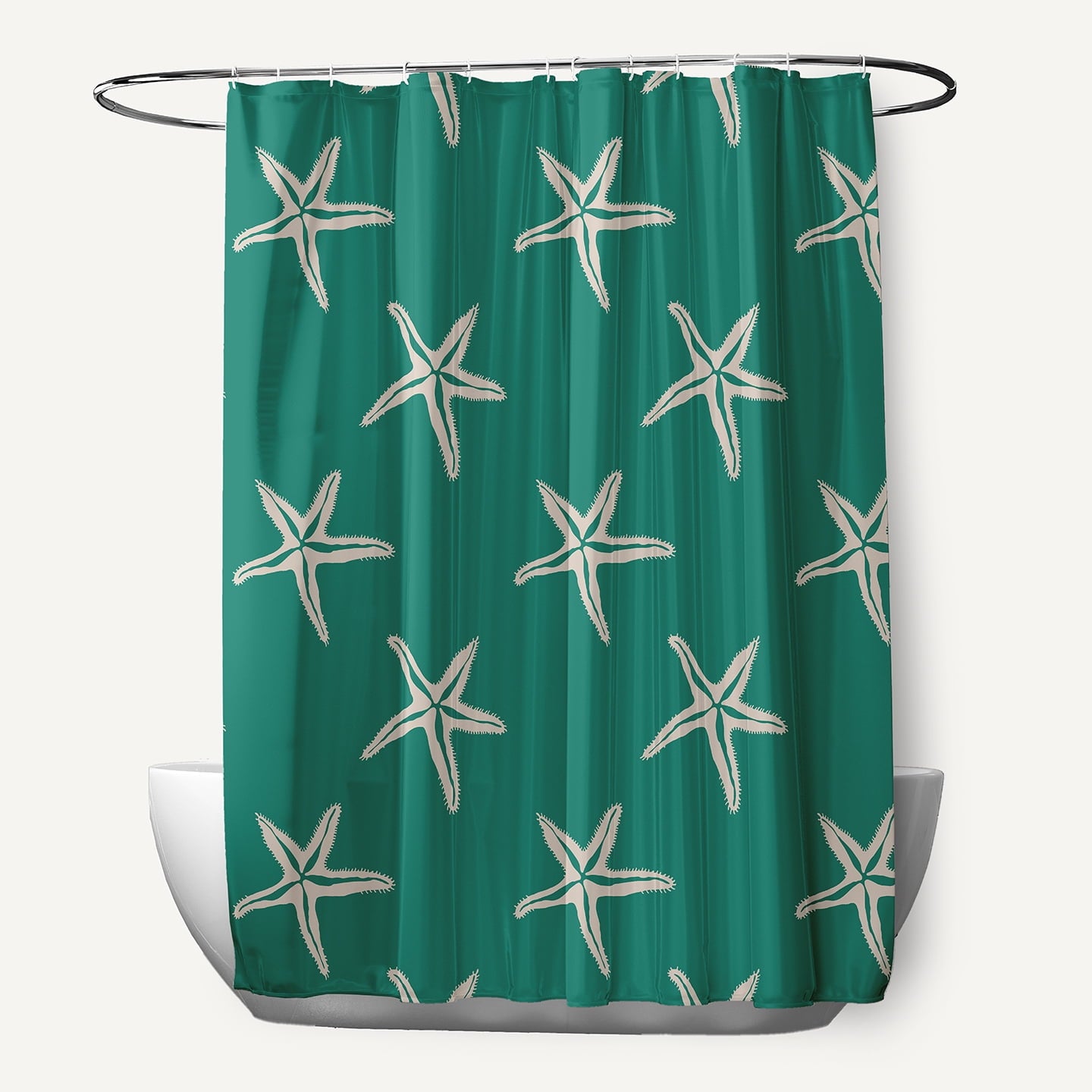 Simply Daisy 70" W x 73" L Starfish Polyester Shower Curtain, Kelly Green [1 Ct]