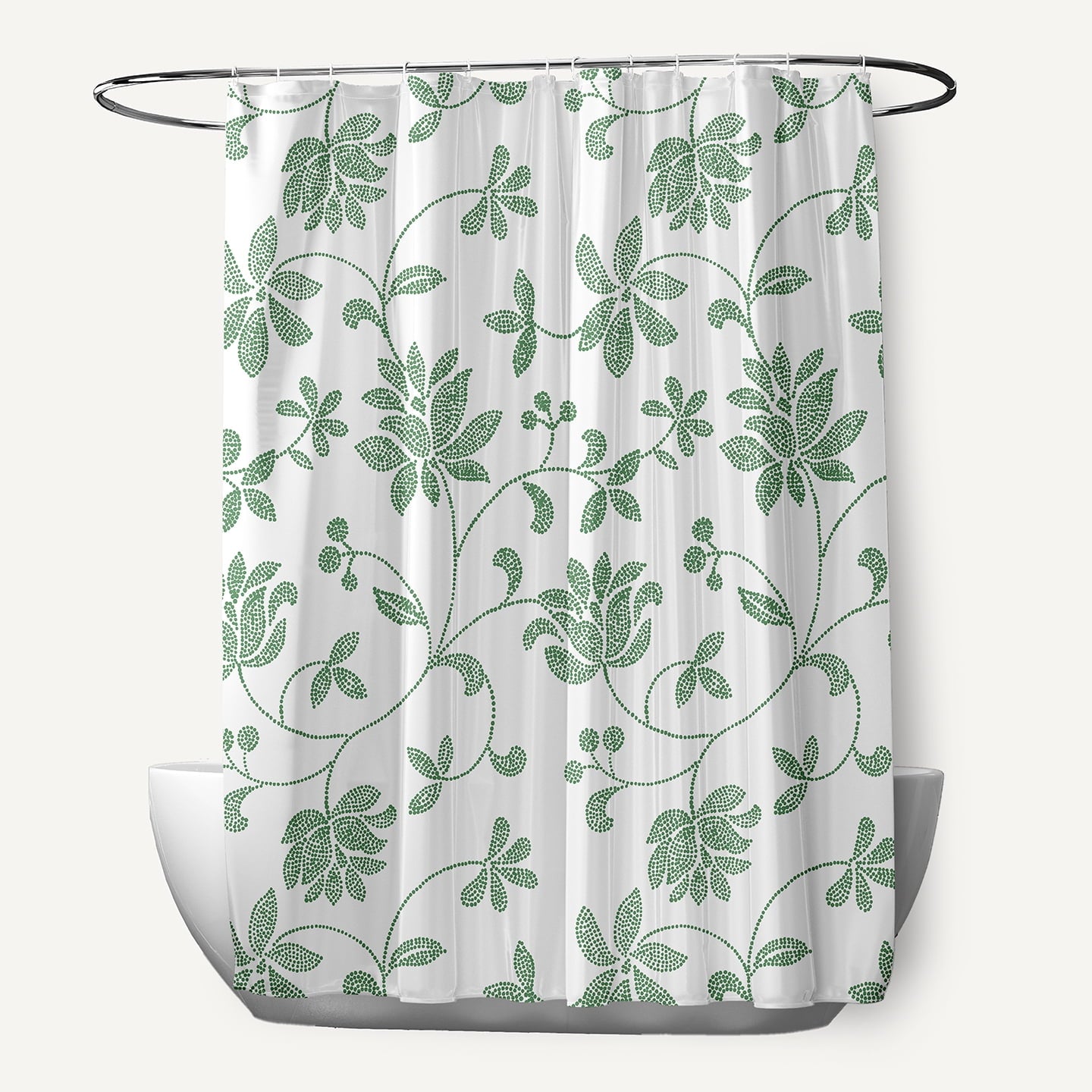 Simply Daisy 70" W x 73" L Traditional Floral Polyester Shower Curtain, Green [1 Ct]