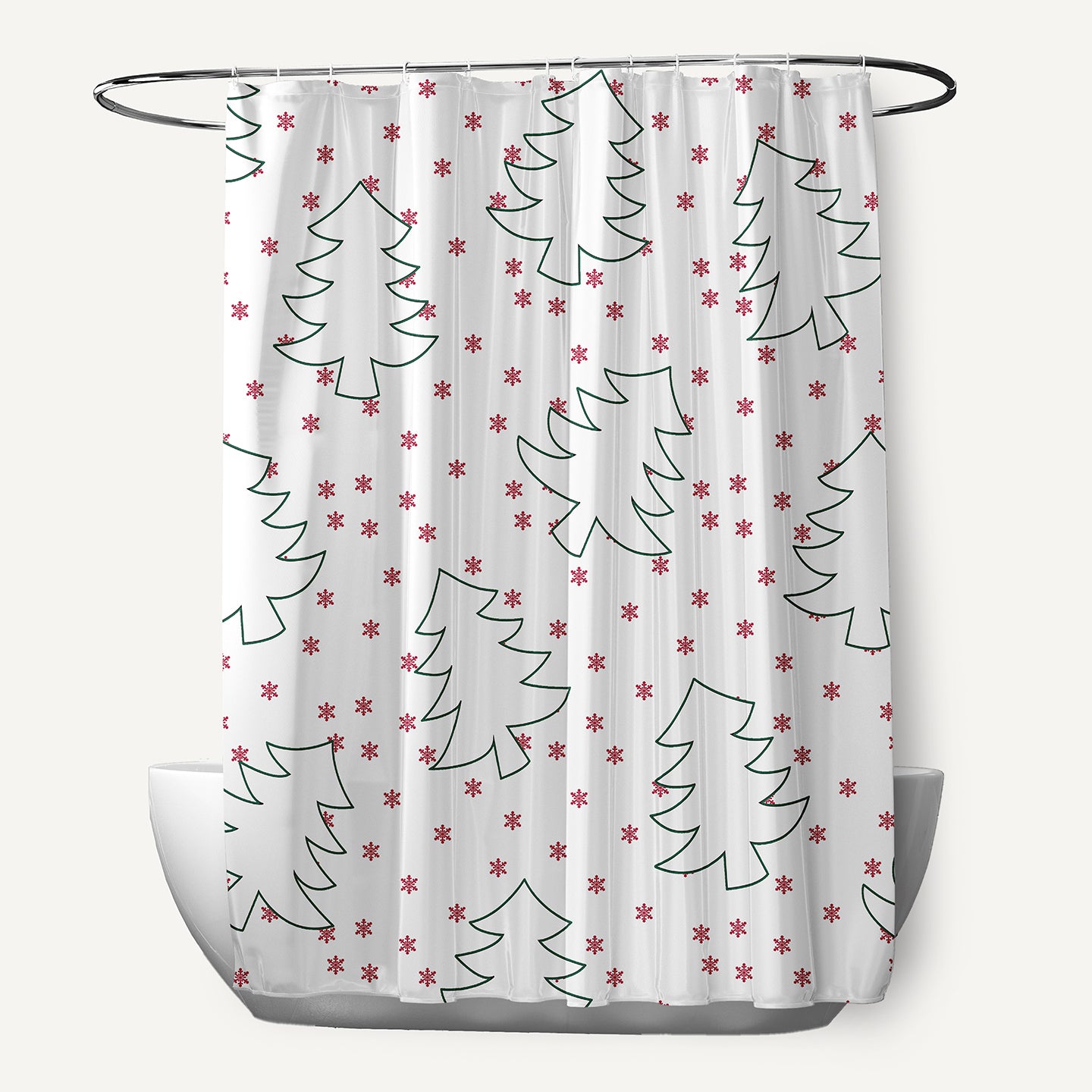 Simply Daisy 70" W x 73" L Tree Outlines Polyester Shower Curtain, Christmas Pink [1 Ct]