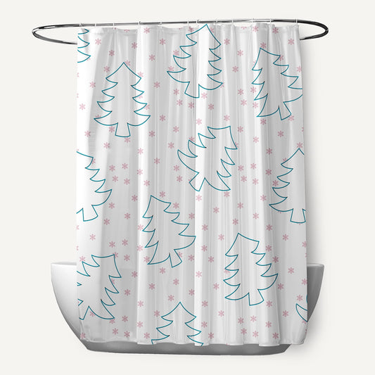 Simply Daisy 70" W x 73" L Tree Outlines Polyester Shower Curtain, Light Pink [1 Ct]