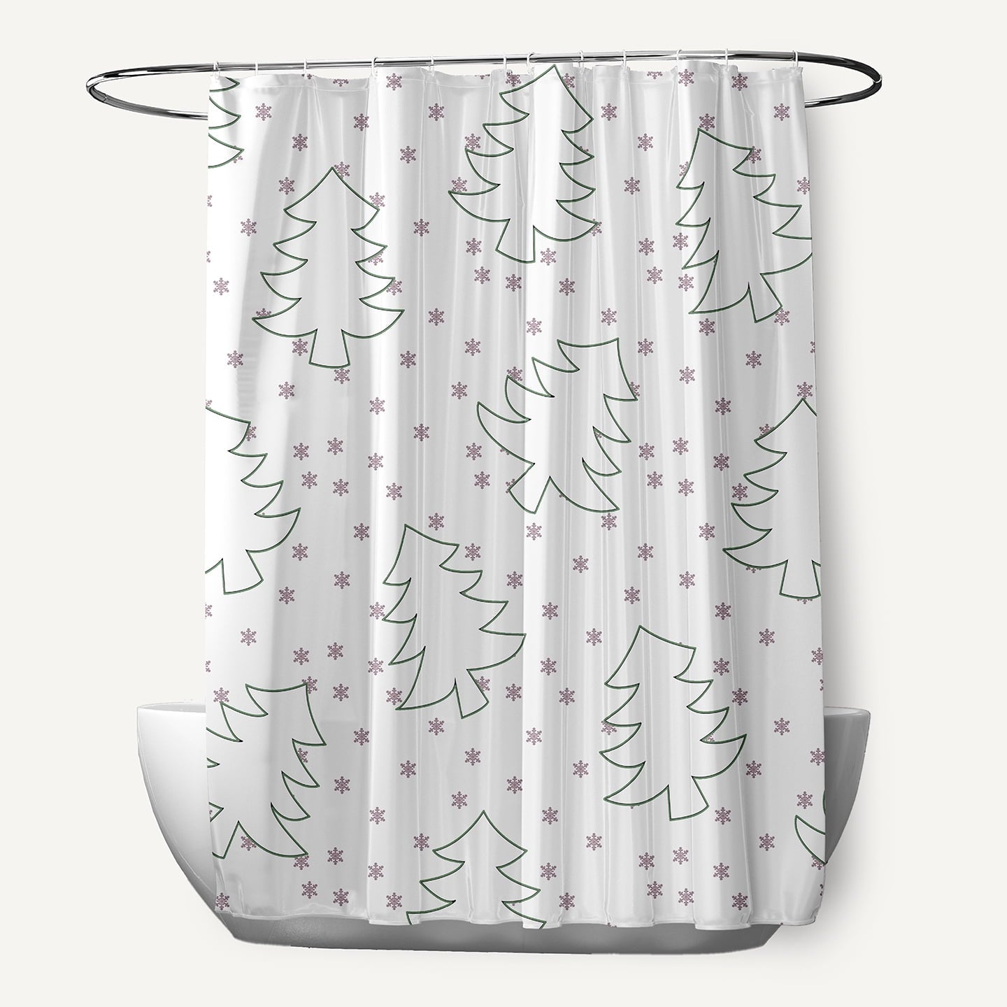 Simply Daisy 70" W x 73" L Tree Outlines Polyester Shower Curtain, Light Purple [1 Ct]