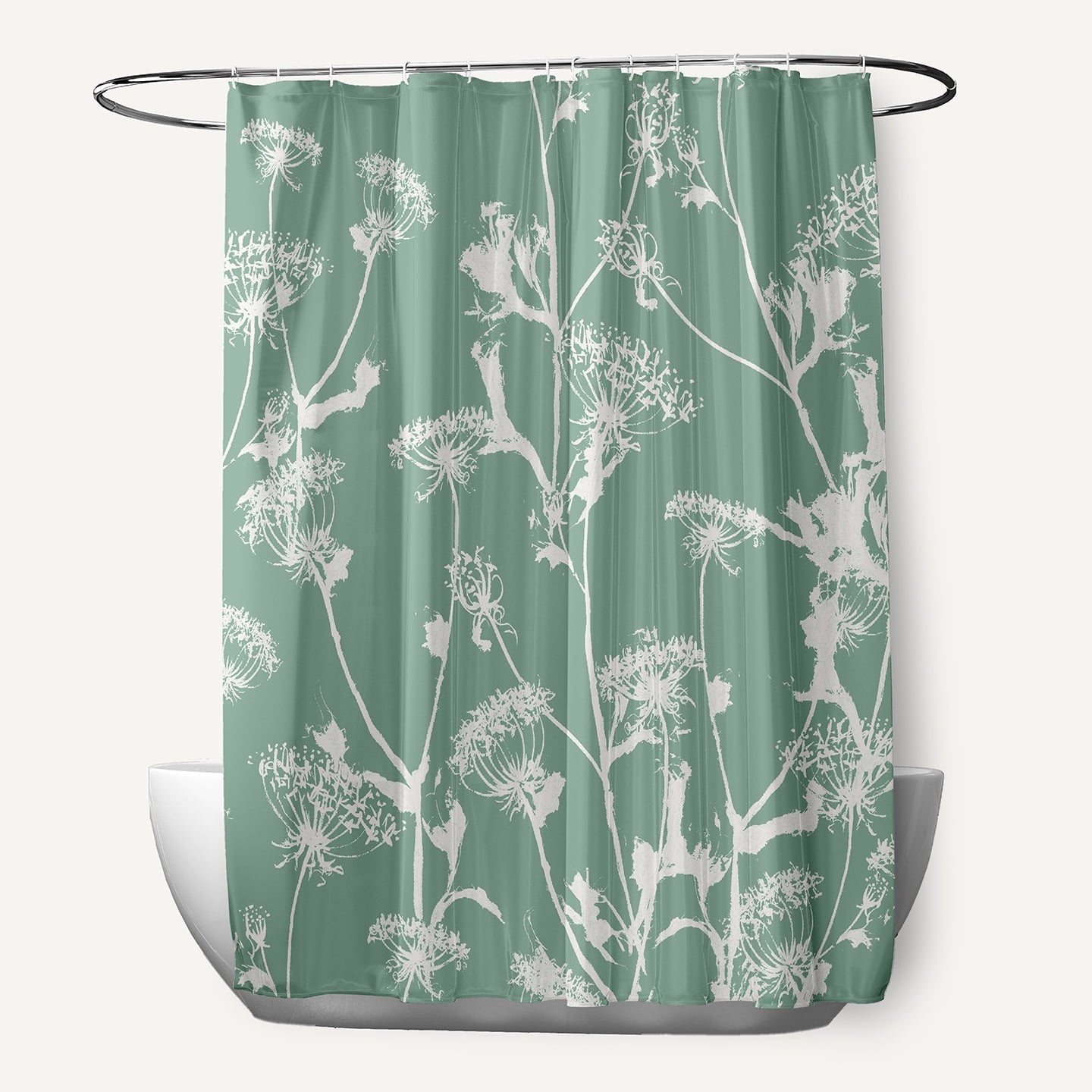 Simply Daisy 70" W x 73" L Windy Blossom Polyester Shower Curtain, Green [1 Ct]