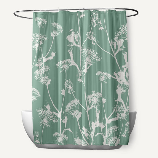 Simply Daisy 70" W x 73" L Windy Blossom Polyester Shower Curtain, Green [1 Ct]