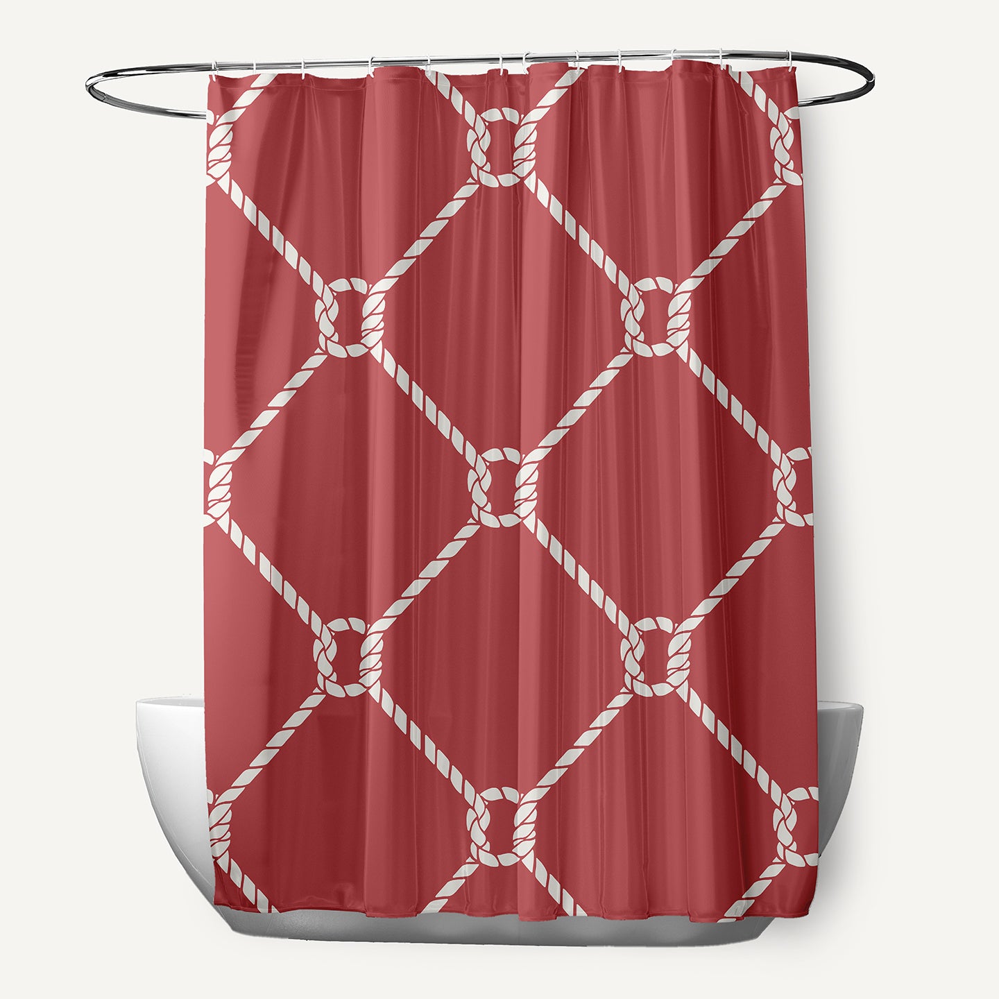 Simply Daisy Ahoy! LiGonberry Red 70" w x 73" h Shower Curtain