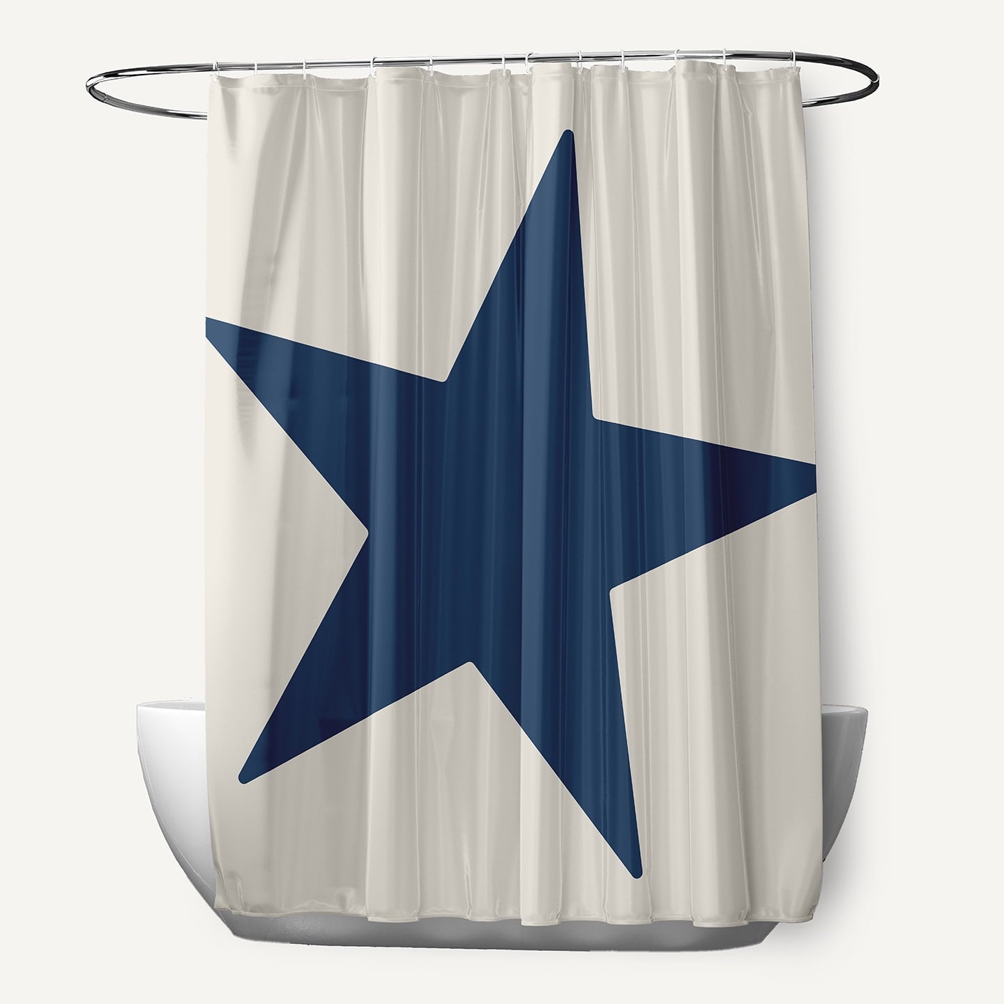 Simply Daisy Big Star Nautical Blue 70" w x 73" h Polyester Shower Curtain, Nautical Blue