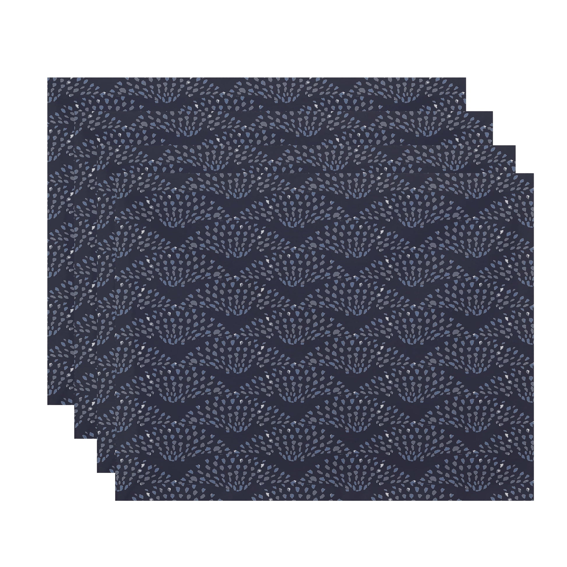 Simply Daisy Fan Dance 18 x 14 Inch Blue Geometric Print Placemat (Set of 4)