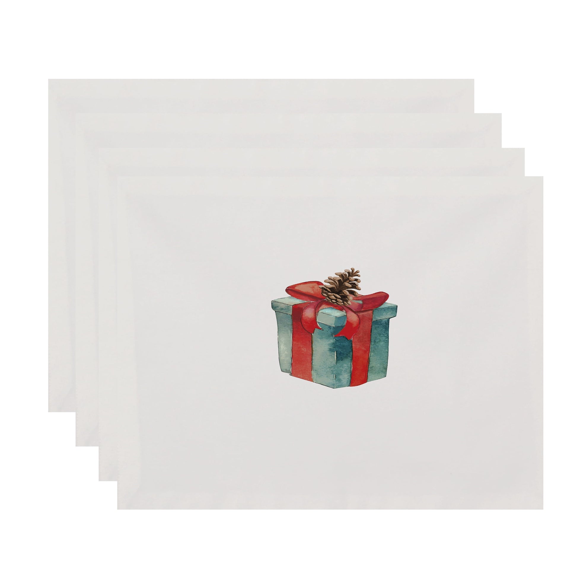 Simply Daisy Gift Wrapped 18 x 14 Inch Off White Holiday Print Placemat (Set of 4)