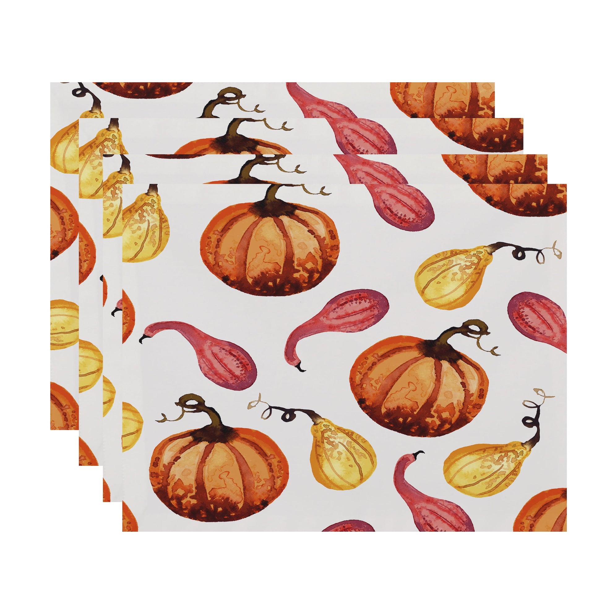 Simply Daisy Gourds Galore 18 x 14 Inch Cream Fall Print Placemat (Set of 4)