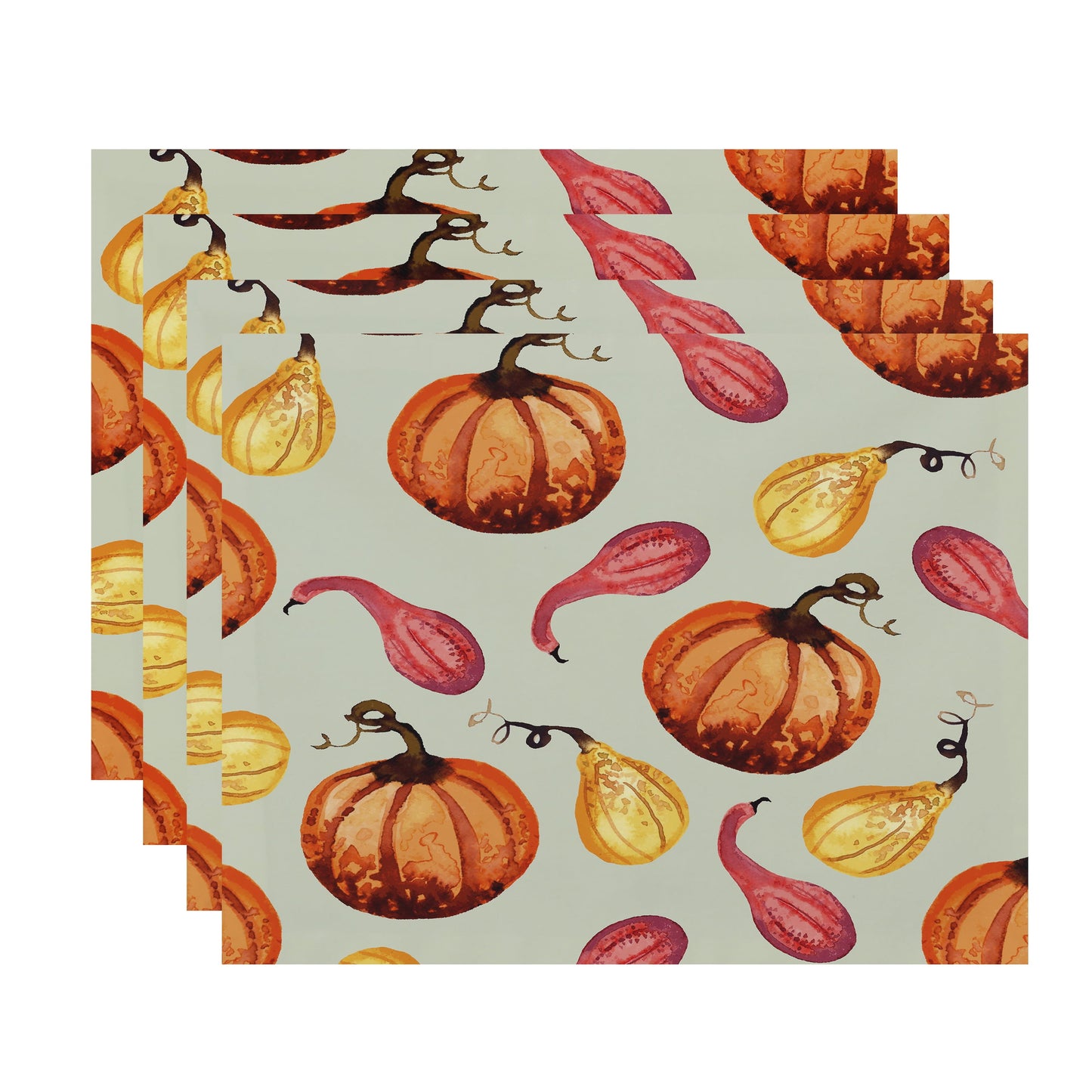 Simply Daisy Gourds Galore 18 x 14 Inch Light green Fall Print Placemat (Set of 4)