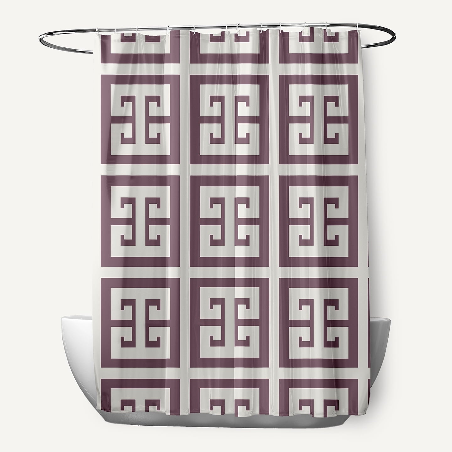 Simply Daisy Greek Key Patterned Dusty Purple 70" w x 73" h Shower Curtain