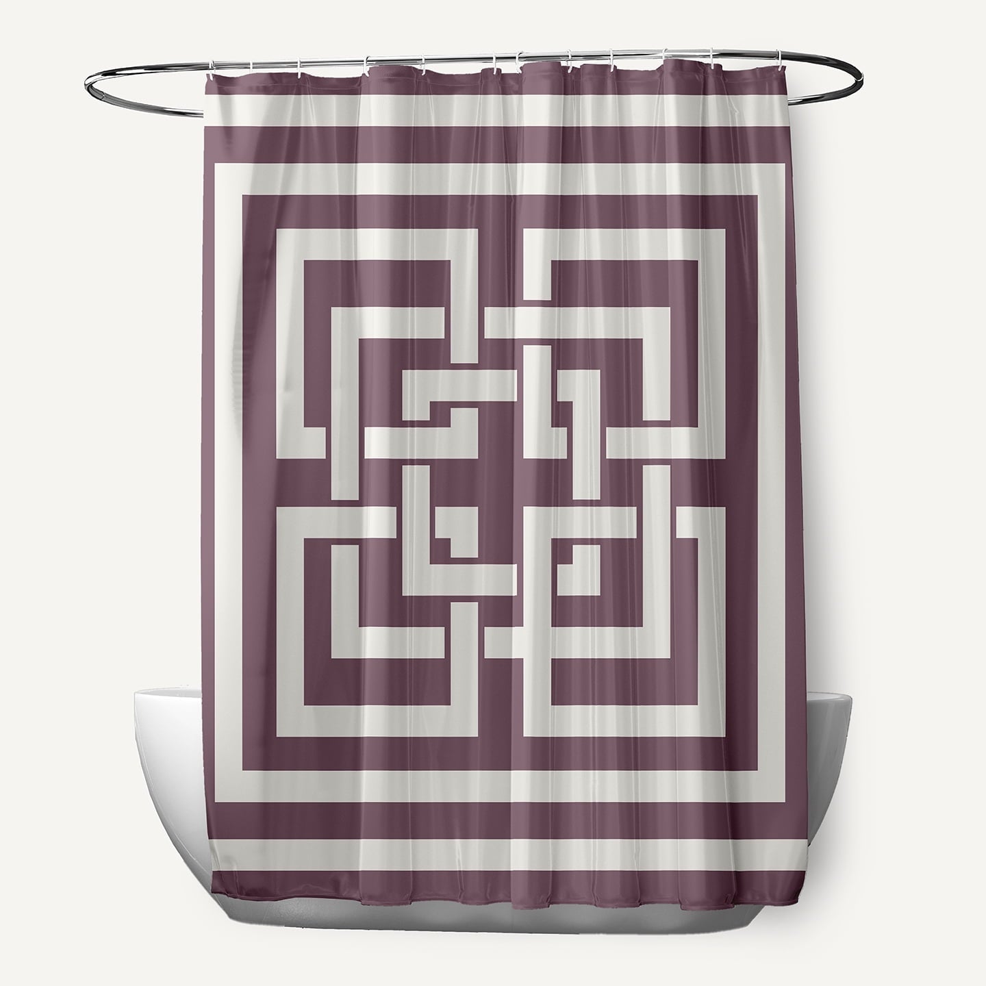 Simply Daisy Greek New Key Dusty Purple 70" w x 73" h Shower Curtain