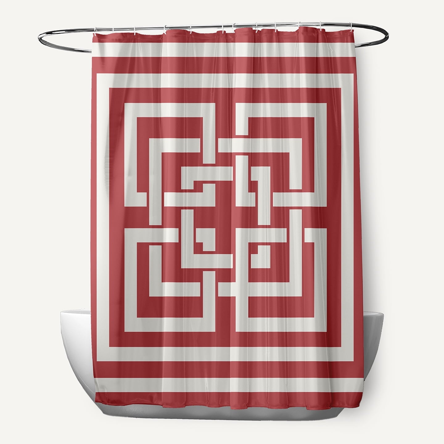 Simply Daisy Greek New Key LiGonberry Red 70" w x 73" h Shower Curtain