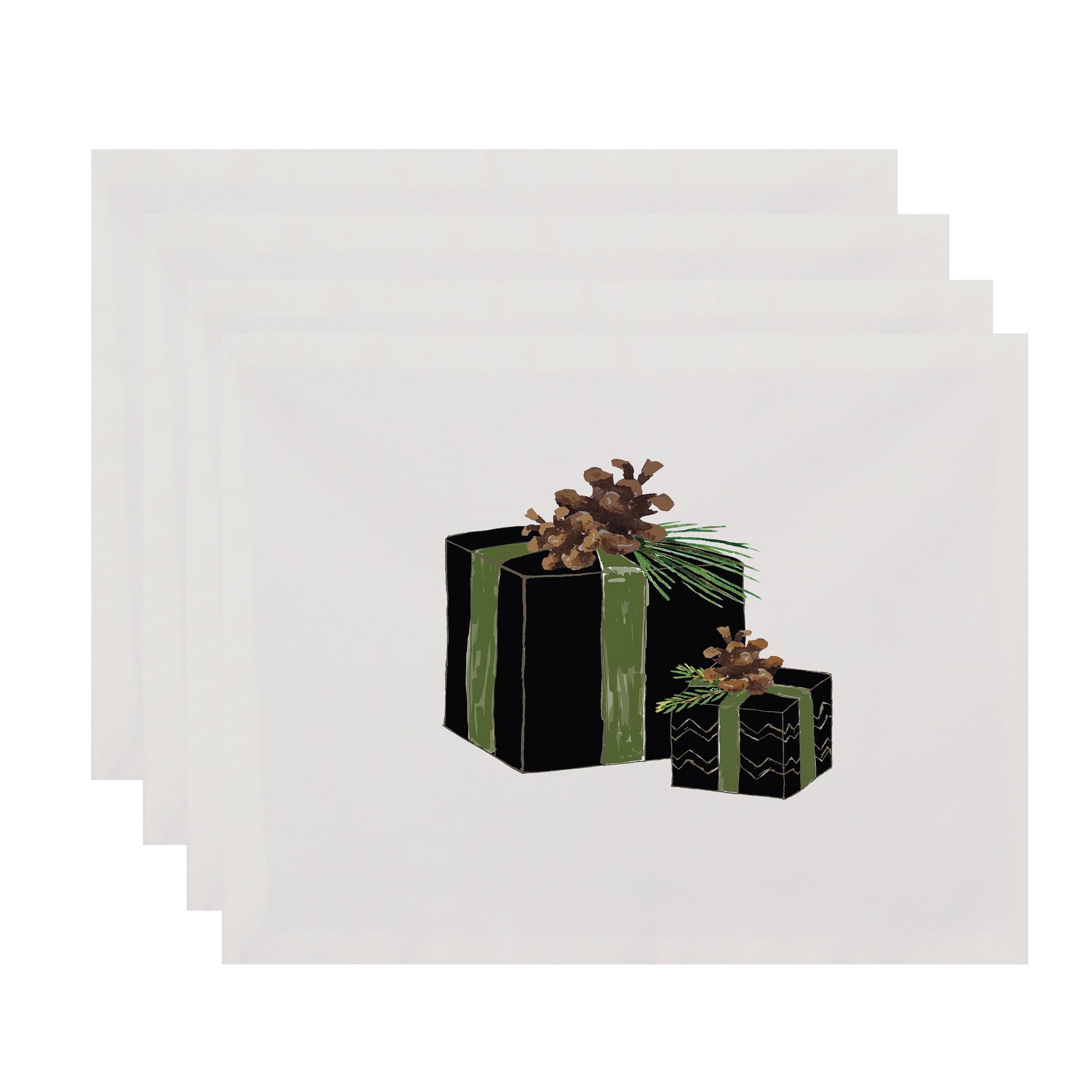 Simply Daisy Nature's Gift 18 x 14 Inch Black Holiday Print Placemat (Set of 4)